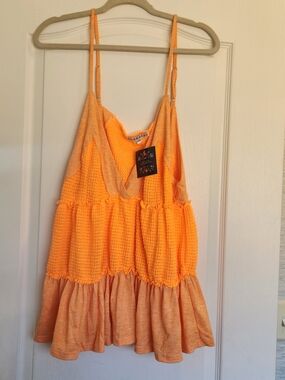 Blakeley Designs Women's Orange Tiered Knit Cami Top L/XL BNWT